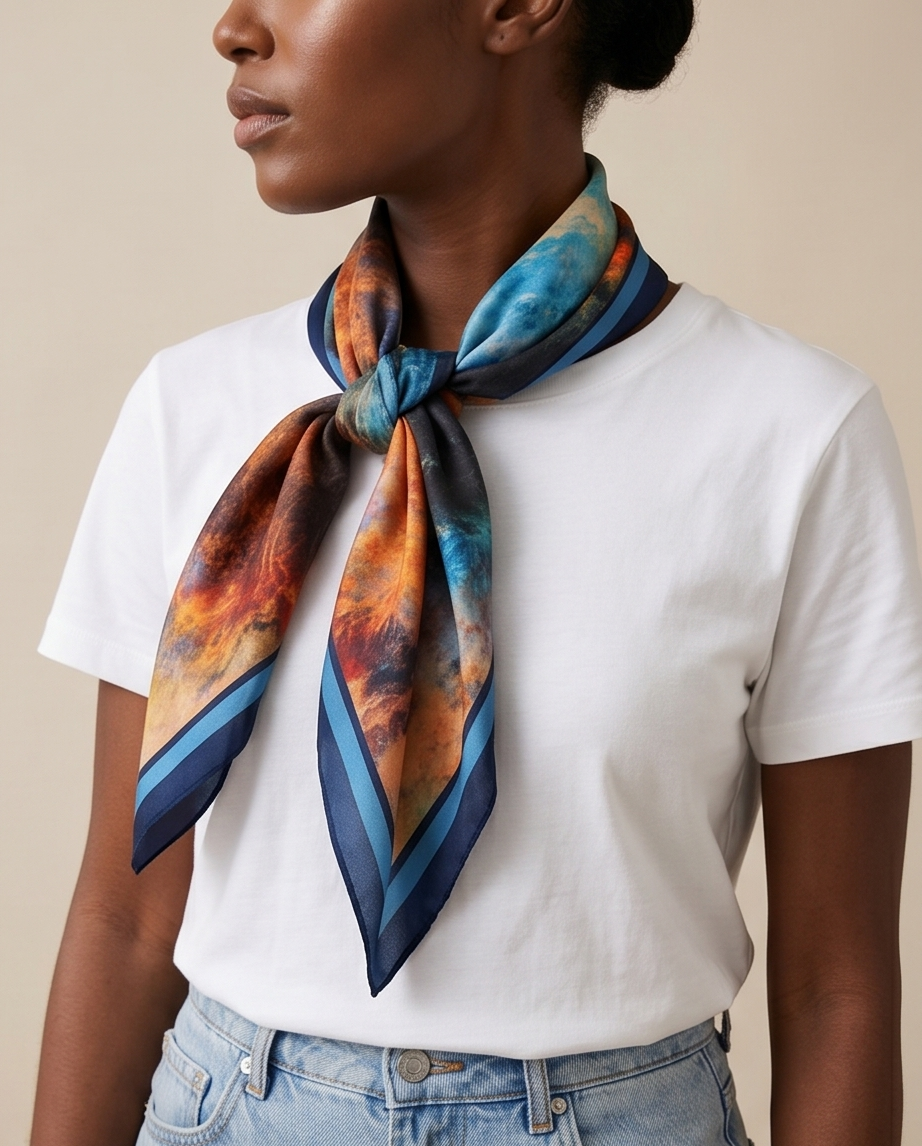 Foulard carré Aurora Flame 110×110 cm