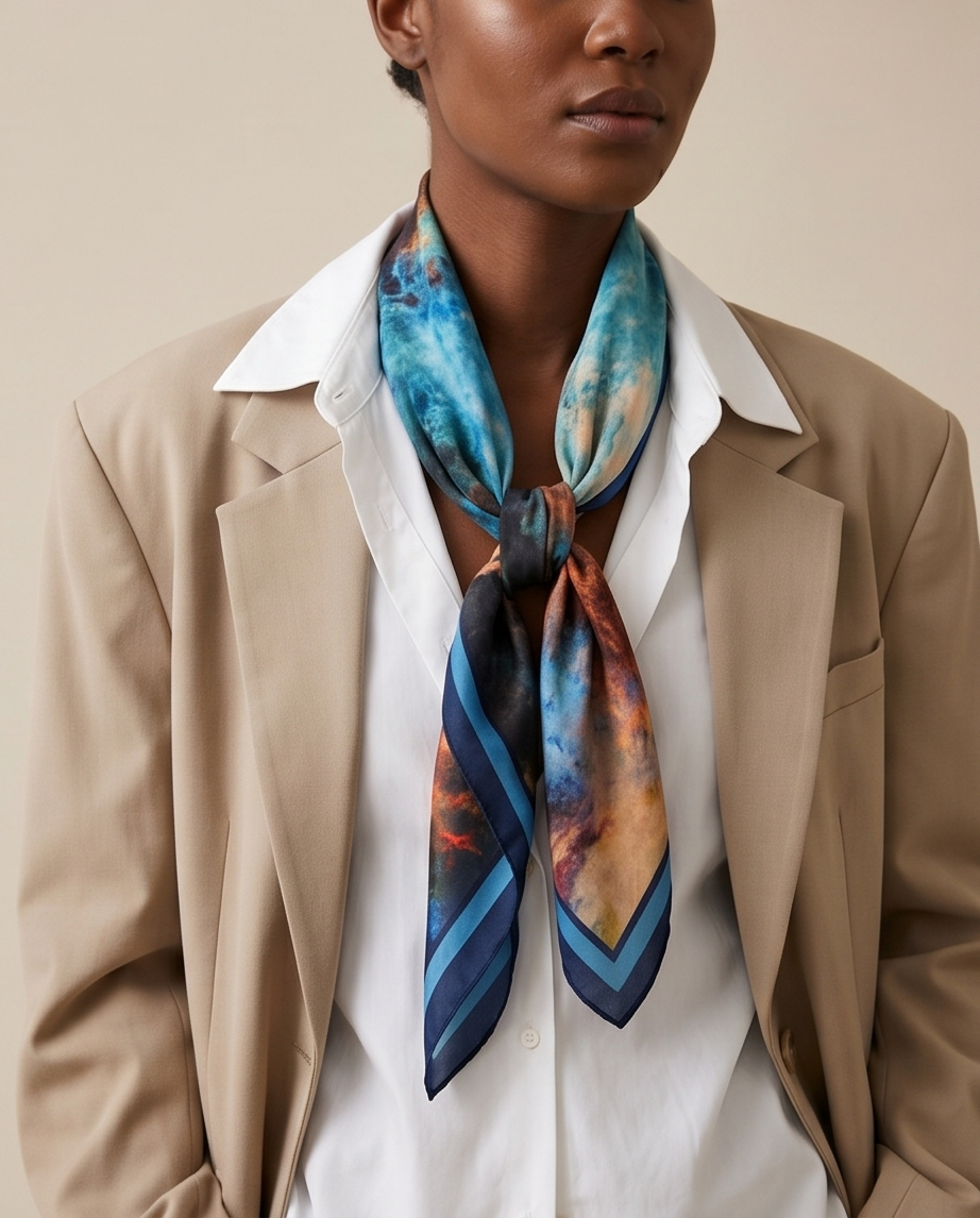 Foulard carré Aurora Flame 110×110 cm