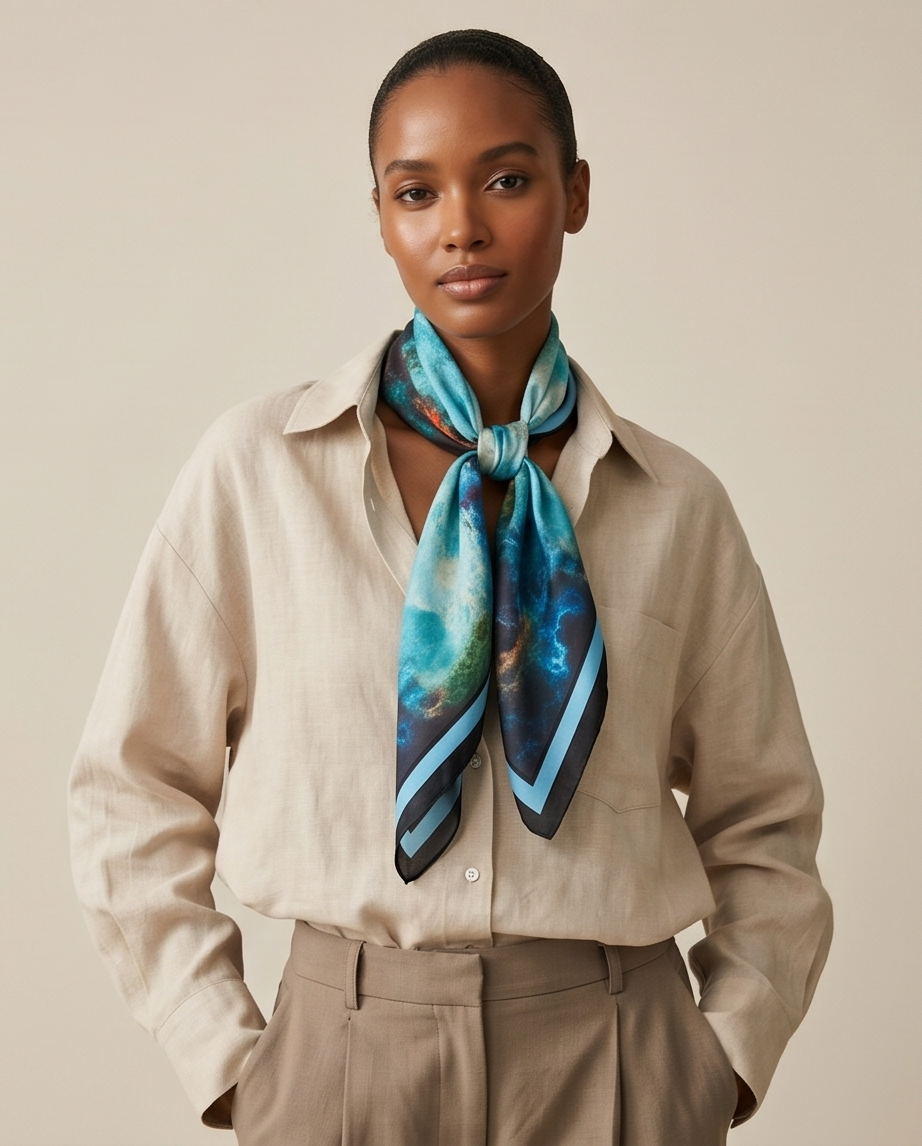Foulard carré Aurora Flame 110×110 cm